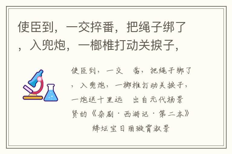 使臣到，一交捽番，把绳子绑了，入兜炮，一榔椎打动关捩子，一炮送十里远