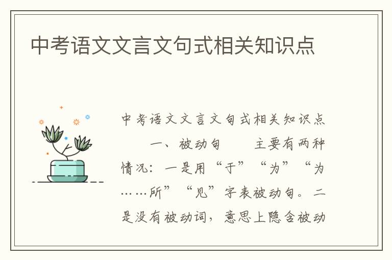 中考语文文言文句式相关知识点