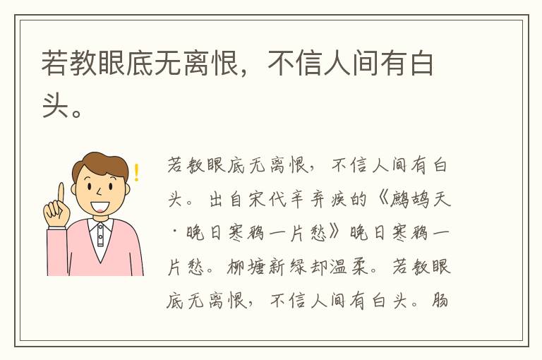 若教眼底无离恨，不信人间有白头。