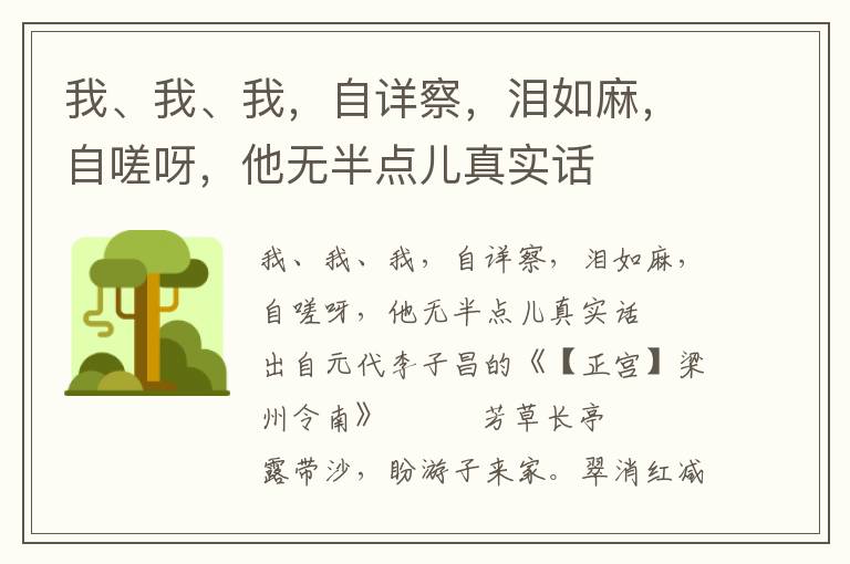 我、我、我，自详察，泪如麻，自嗟呀，他无半点儿真实话