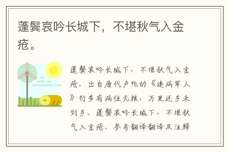 蓬鬓哀吟长城下，不堪秋气入金疮。