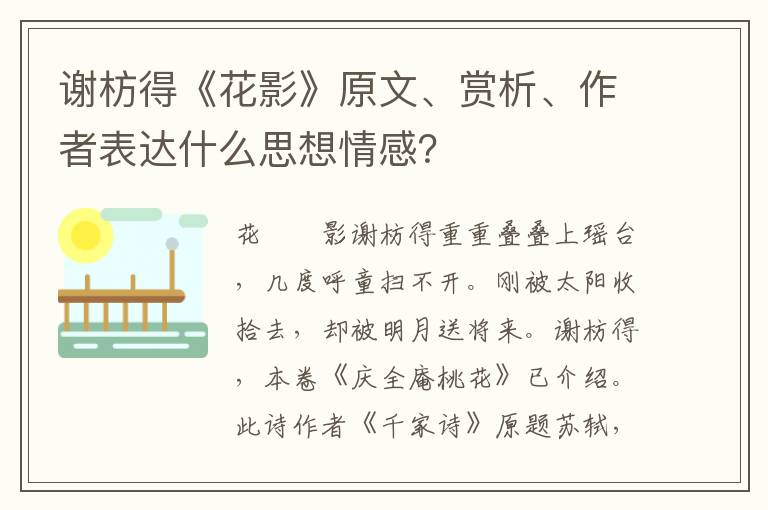 谢枋得《花影》原文、赏析、作者表达什么思想情感？