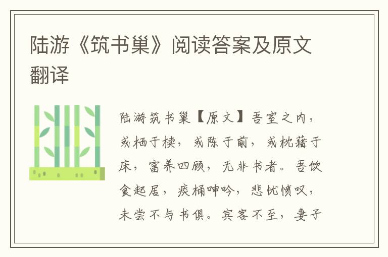 陆游《筑书巢》阅读答案及原文翻译