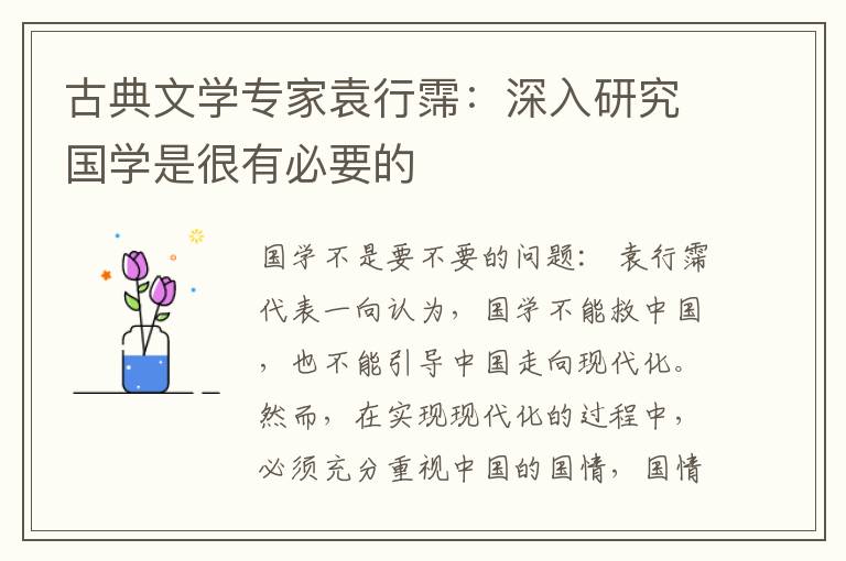 古典文学专家袁行霈：深入研究国学是很有必要的