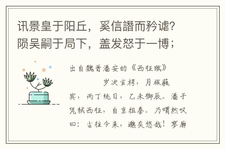 讯景皇于阳丘，奚信譖而矜谑？陨吴嗣于局下，盖发怒于一博；成七国之称乱；飜助逆以诛错