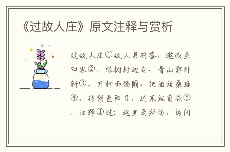 《过故人庄》原文注释与赏析