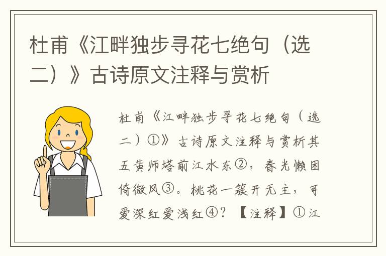 杜甫《江畔独步寻花七绝句（选二）》古诗原文注释与赏析