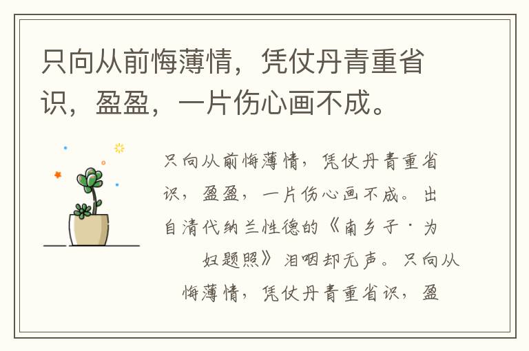 只向从前悔薄情，凭仗丹青重省识，盈盈，一片伤心画不成。