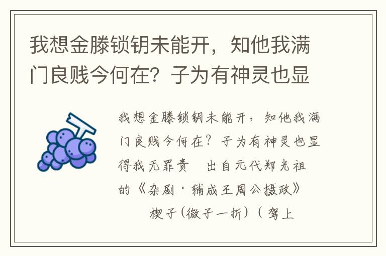 我想金滕锁钥未能开，知他我满门良贱今何在？子为有神灵也显得我无罪责