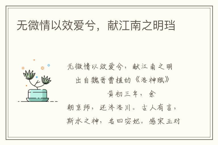 无微情以效爱兮，献江南之明珰