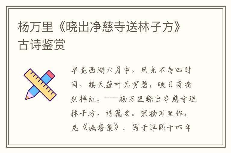 杨万里《晓出净慈寺送林子方》古诗鉴赏