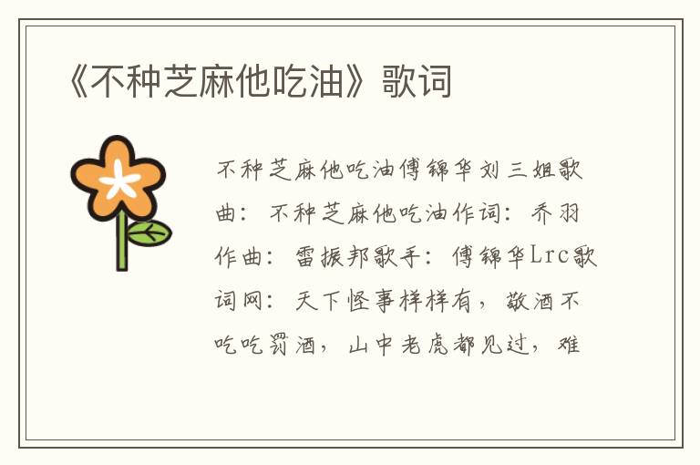 《不种芝麻他吃油》歌词