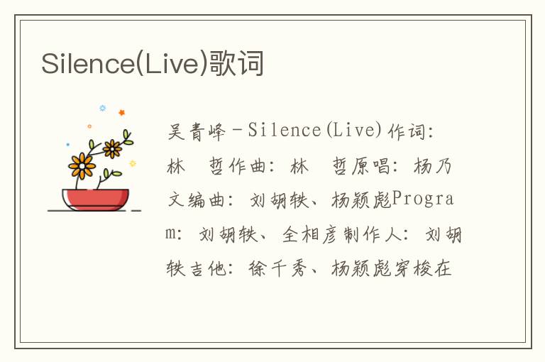 Silence(Live)歌词