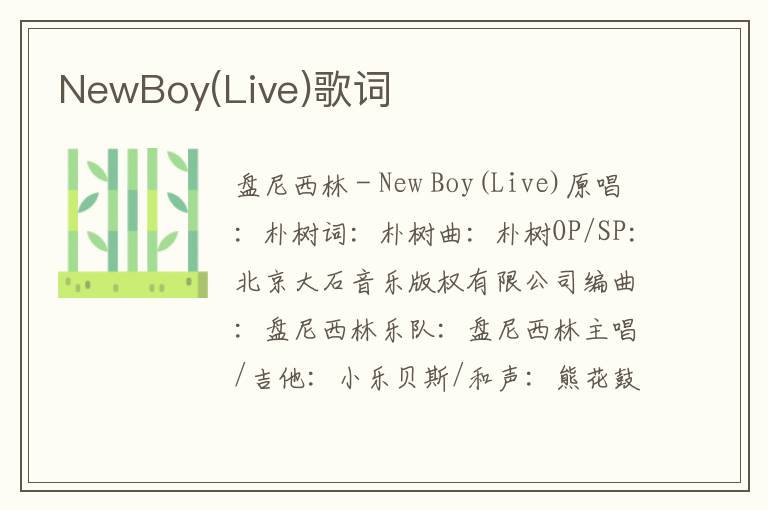 NewBoy(Live)歌词