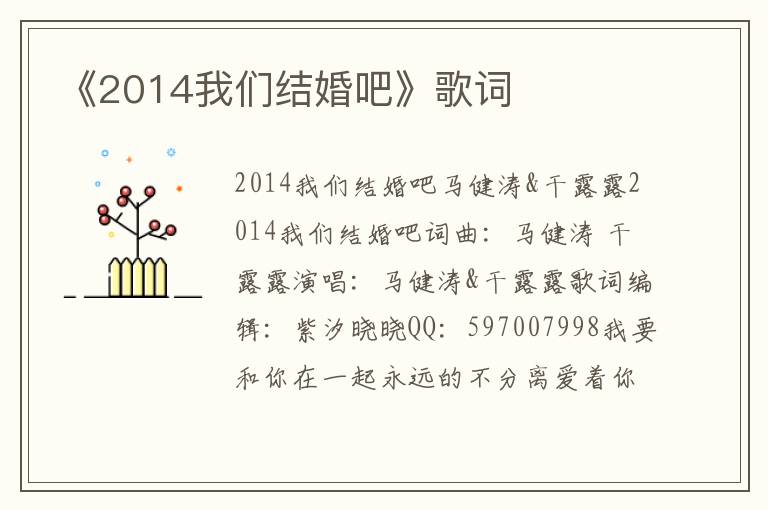 《2014我们结婚吧》歌词