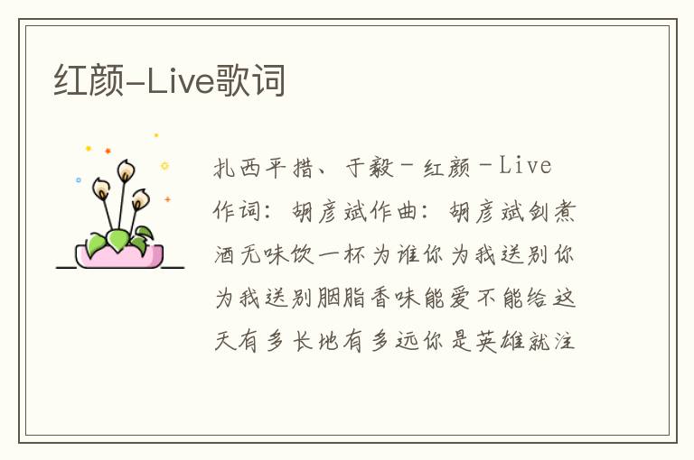 红颜-Live歌词