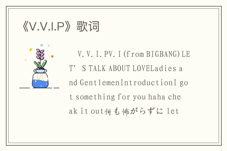 《V.V.I.P》歌词