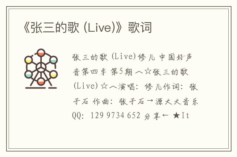 《张三的歌 (Live)》歌词