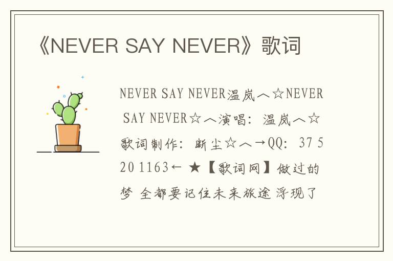 《NEVER SAY NEVER》歌词