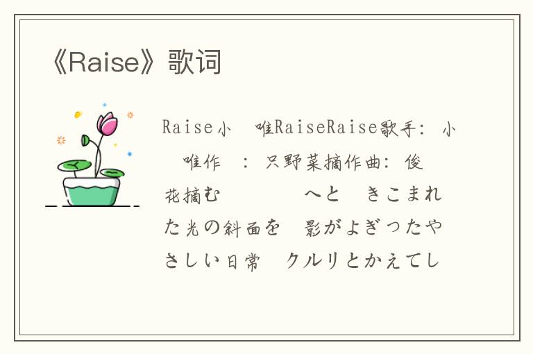 《Raise》歌词