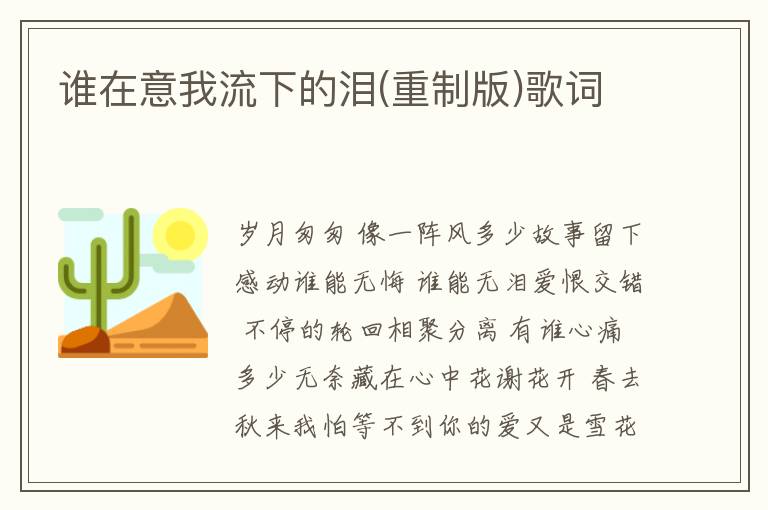 谁在意我流下的泪(重制版)歌词