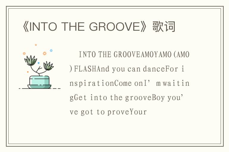 《INTO THE GROOVE》歌词