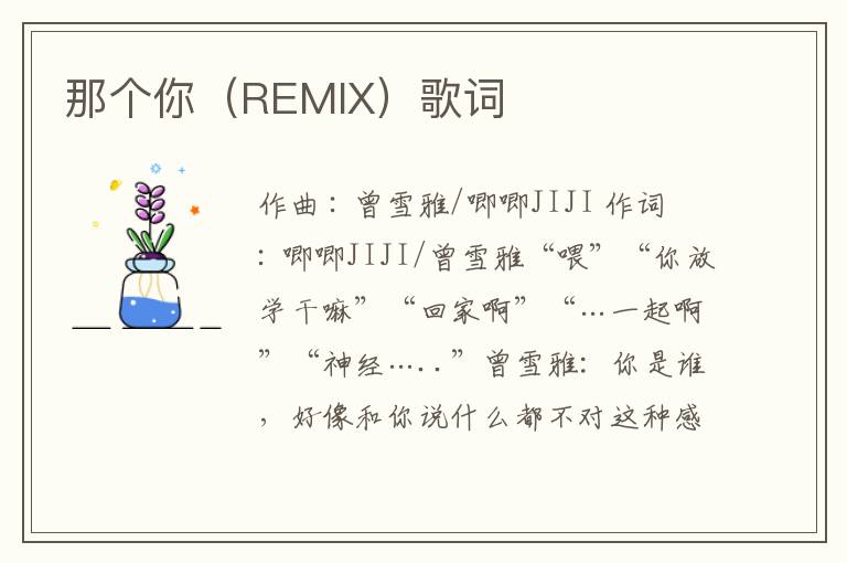 那个你（REMIX）歌词