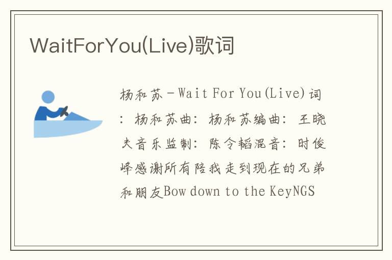 WaitForYou(Live)歌词