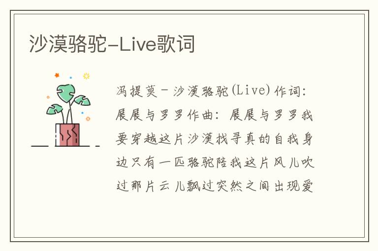 沙漠骆驼-Live歌词