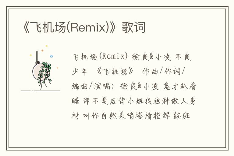 《飞机场(Remix)》歌词