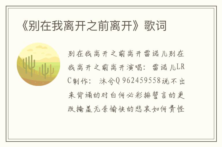 《别在我离开之前离开》歌词