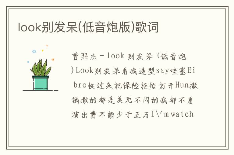 look别发呆(低音炮版)歌词