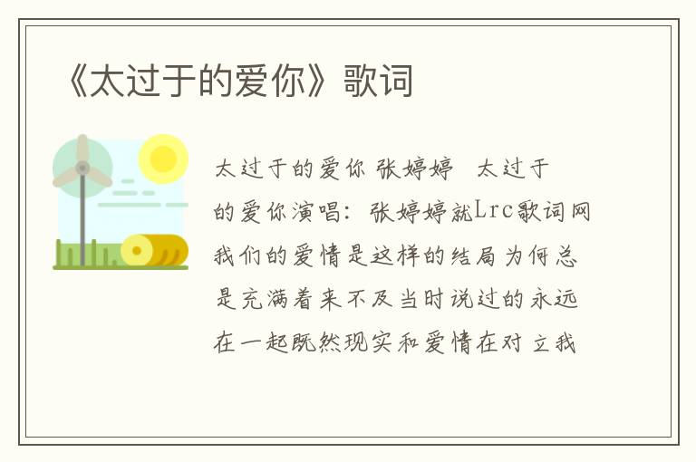 《太过于的爱你》歌词