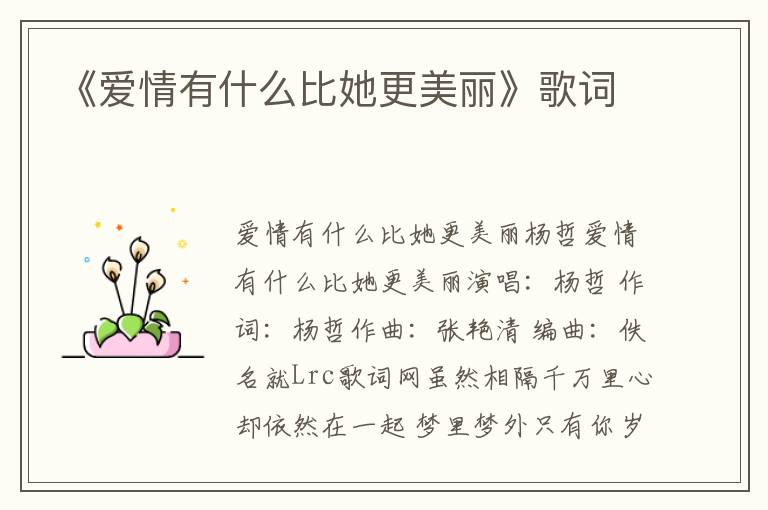 《爱情有什么比她更美丽》歌词