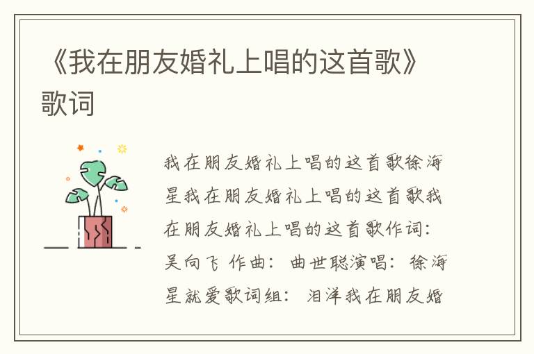 《我在朋友婚礼上唱的这首歌》歌词