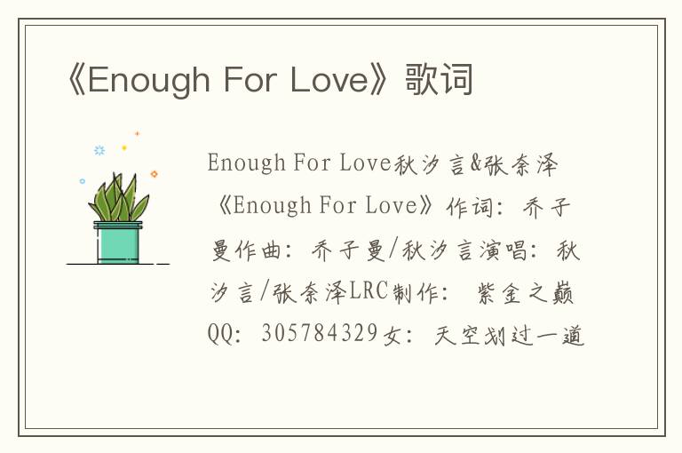 《Enough For Love》歌词