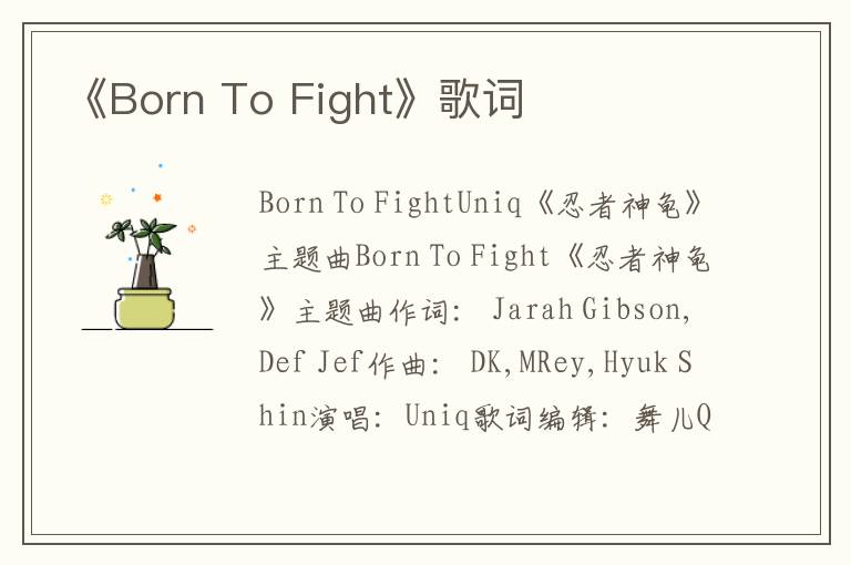 《Born To Fight》歌词