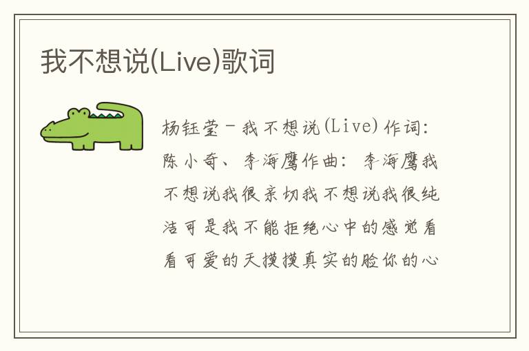 我不想说(Live)歌词