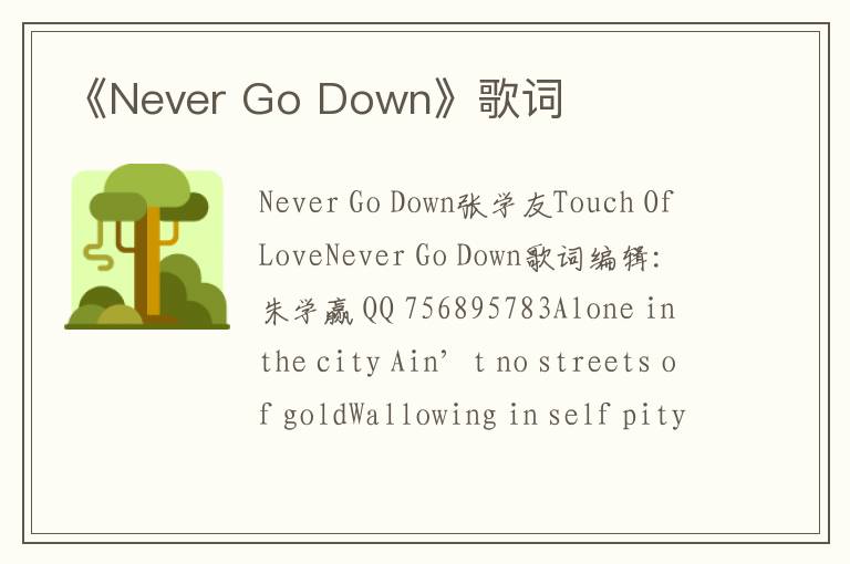 《Never Go Down》歌词