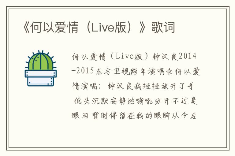 《何以爱情（Live版）》歌词