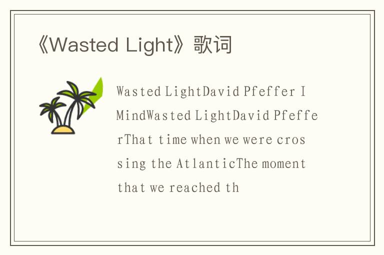 《Wasted Light》歌词