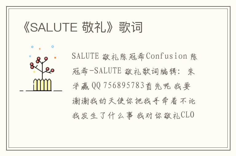 《SALUTE 敬礼》歌词