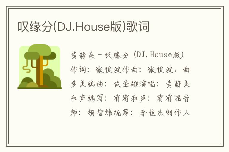 叹缘分(DJ.House版)歌词