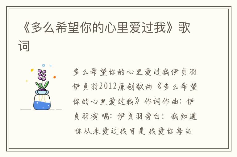 《多么希望你的心里爱过我》歌词