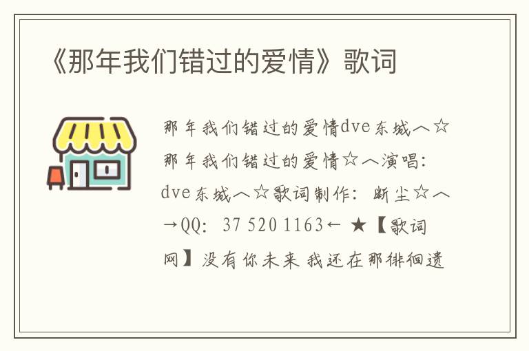 《那年我们错过的爱情》歌词