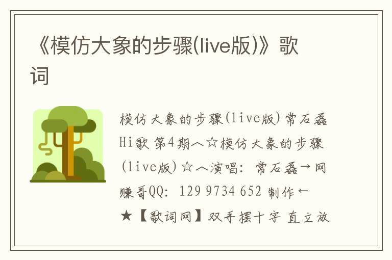 《模仿大象的步骤(live版)》歌词
