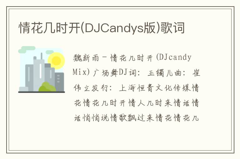 情花几时开(DJCandys版)歌词