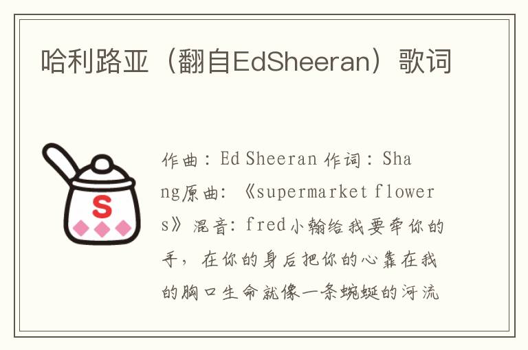 哈利路亚（翻自EdSheeran）歌词