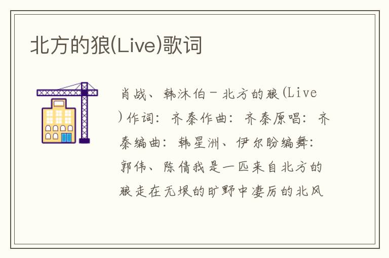 北方的狼(Live)歌词