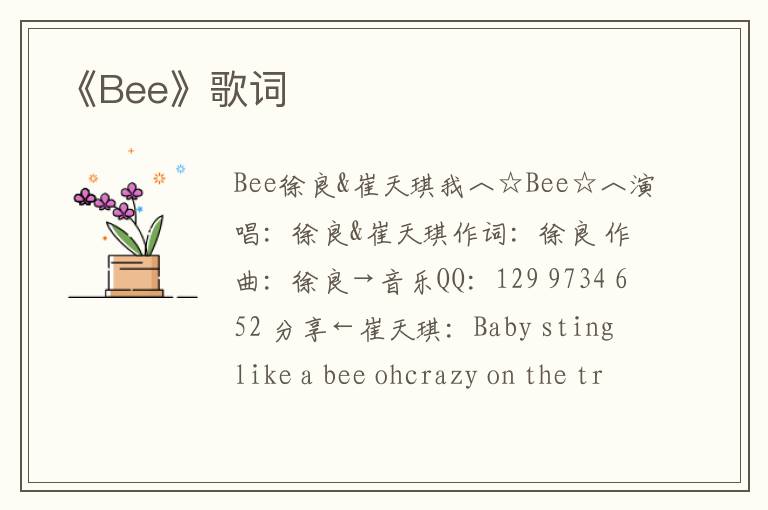 《Bee》歌词